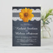 カントリーデニムレースサンフラワー結婚式招待状 招待状 (スタンド正面)