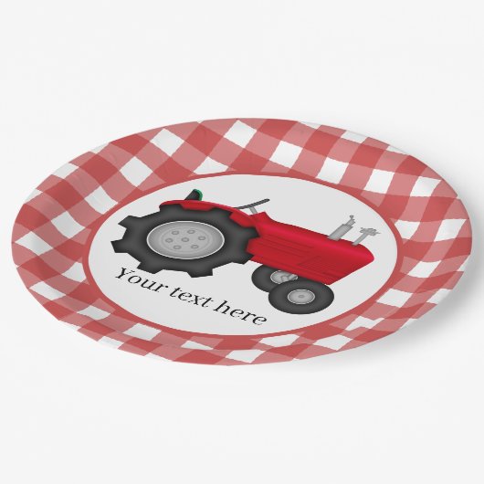 カントリートラクタパーティー追加文字 ペーパープレート (アングル)