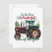 カントリートラクター水の色クリスマス シーズンポストカード (正面/裏面)