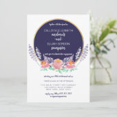 カントリーネイビーピンク薄紫ワイルドフラワーエンゲージメント 招待状 (スタンド正面)
