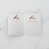 カントリーネイビーブルー赤面ピンクローゼス金ゴールド婚約 ノートカード (内部)