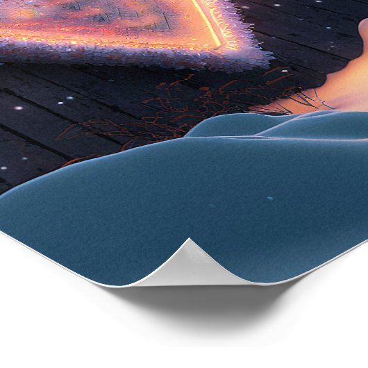 カントリーハウスの前の大きなハートの形の看板 ポスター (角)