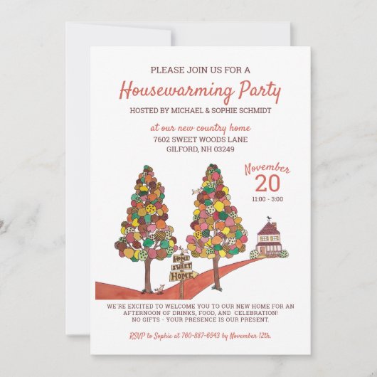 カントリーハウスオータム引っ越し祝いパーティーパーティー 招待状 (正面)