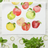 カントリーハーベストレッドリンゴイラストレーション キッチンタオル (折り畳み)