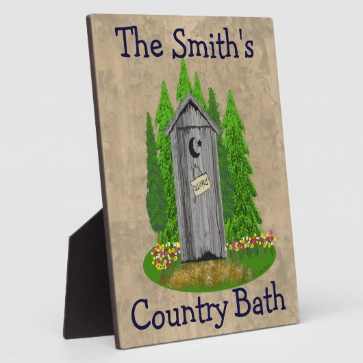 カントリーバスパーソナライズされたアウトハウスバスプラーク フォトプラーク (側面)