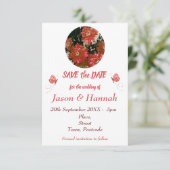 カントリーバタフライフローラフォトコーラル日付を保存 セーブザデート (スタンド正面)