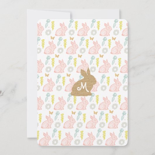カントリーバニーラビットイースターベイビーシャワー招待状 招待状 (裏面)