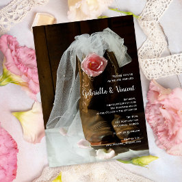 カントリーバラとカウボーイブーツウェスタン結婚ズ 招待状