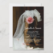 カントリーバラカウボーイブーツウェスタン日付を保存 招待状 (正面)