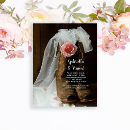 カントリーバラカウボーイブーツウェディング日付を保存 マグネット招待状