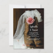 カントリーバラカウボーイブーツウェディング日付を保存 マグネット招待状 (正面)