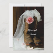 カントリーバラカウボーイ結婚ブーツリハーサルディナー 招待状 (正面)