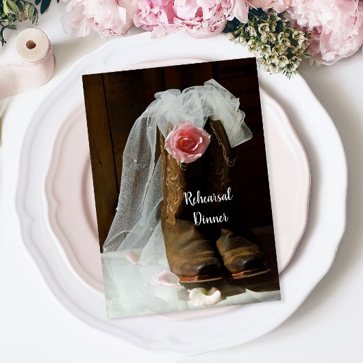 カントリーバラカウボーイ結婚ブーツリハーサルディナー 招待状