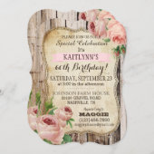 カントリーバラ&ウッ素朴ド誕生日招待状 招待状 (正面/裏面)