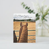 カントリーバレルレーサー女性のカーボーイやる気を起こさせるはがき ポストカード (スタンド正面)