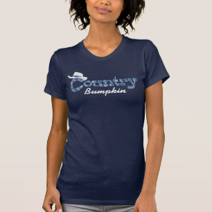 カントリーバンプキン女性のカーボーイデニム&フラワーズトップ Tシャツ