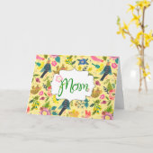 カントリーバードと開花マザーズデイカード カード (黄色い花)