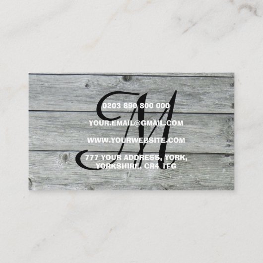 カントリーバーモダンンモノグラムスクリプト 名刺 (裏面)