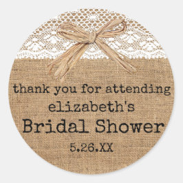 カントリーバーラップウィズレースブライダルシャワーゲストフリット ラウンドシール