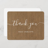 カントリーバーラップウェディングシャワー誕生日 素朴 サンキューカード (正面/裏面)