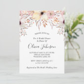 カントリーバーラップウォーターカラーフローラブライダルシャワー 招待状 (スタンド正面)