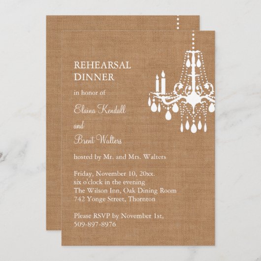 カントリーバーラップシャンデリアリハーサルディナー招待状 招待状 (正面/裏面)
