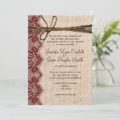 カントリーバーラップマルーンレーストワイン結婚式招待 招待状 (スタンド正面)