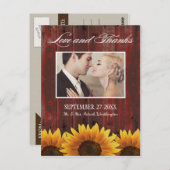 カントリーバーンウッドサン素朴フラワーサンキューカード ポストカード (正面/裏面)