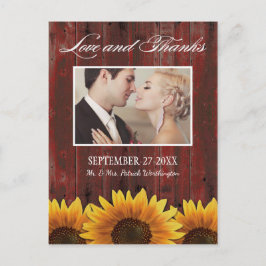 カントリーバーンウッドサン素朴フラワーサンキューカード ポストカード