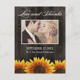 カントリーバーンウッドサン素朴フラワーサンキューカード ポストカード