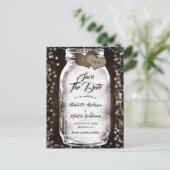 カントリーバーンウッドストリングライツメイソンジャー結婚ズ 案内ポストカード (スタンド正面)