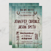 カントリーバーンウッドタイポグラフィ結婚式招待状 招待状 (正面/裏面)