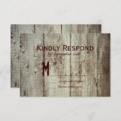 カントリーバーンウッドタイポグラフィ結婚式RSVPカード 出欠カード (正面/裏面)