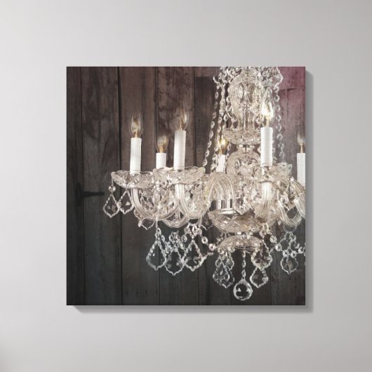 カントリーバーンウッドパリジャンヴィンテージシャンデリア キャンバスプリント (正面)