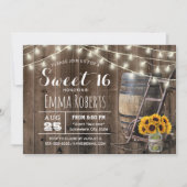 カントリーバーンウッドヒマワリ素朴アール甘い16イン 招待状 (正面)