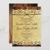 カントリーバーンウッドヴィンテージ紙結婚式招待状 招待状 (正面/裏面)