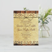 カントリーバーンウッドヴィンテージ紙結婚式招待状 招待状 (スタンド正面)