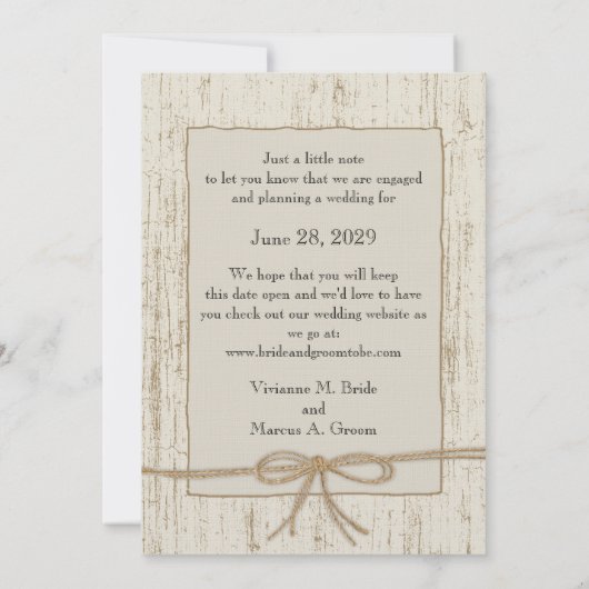 カントリーバーンウッド日付を保存 セーブザデート (裏面)