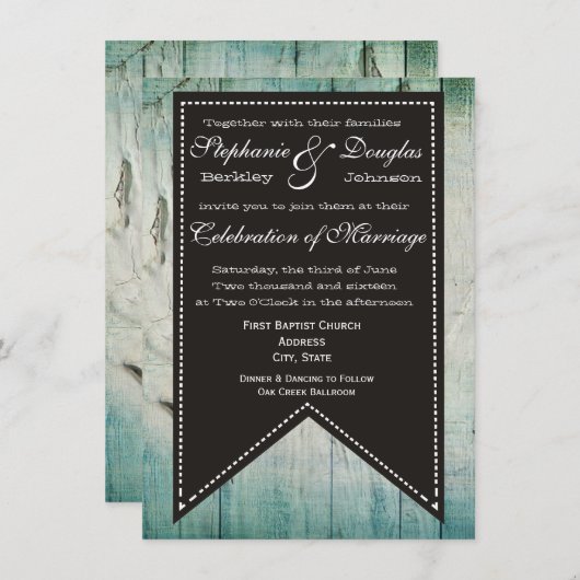 カントリーバーンウッド素朴結婚式招待状 招待状 (正面/裏面)