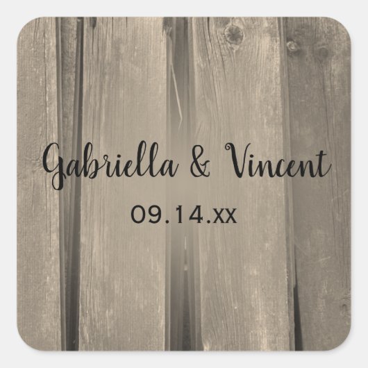 カントリーバーンウッド結婚ズ封筒用シール スクエアシール (正面)