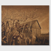 カントリーバー素朴ンヴィンテージブラウンファームテクスチャ ラッピングペーパー (フラット)