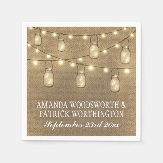 カントリーバ素朴ラップメイスンジャー結婚ズ・ナプキンス スタンダードカクテルナプキン (正面)