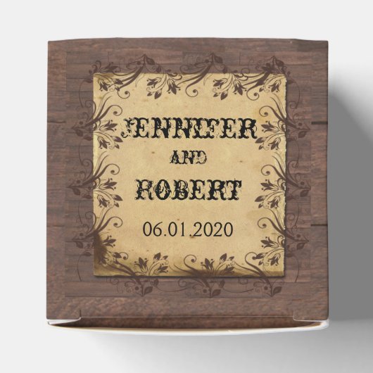 カントリーバ素朴ンウッド美しい結婚式の引き出物ボックス フェイバーボックス (上部)