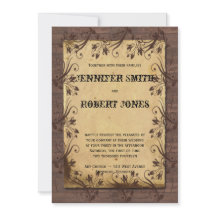 カントリーバ素朴ンウッド美しい結婚式招待状