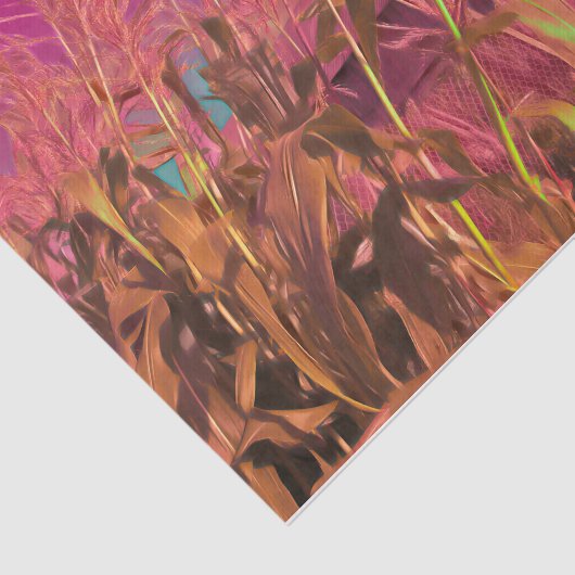 カントリーバ素朴ンピンクティール（緑がかった色）抽象芸術スカイファーム 薄葉紙 (詳細)