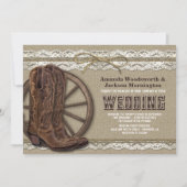 カントリーバ素朴ーラップとレース結婚式招待状 招待状 (正面)
