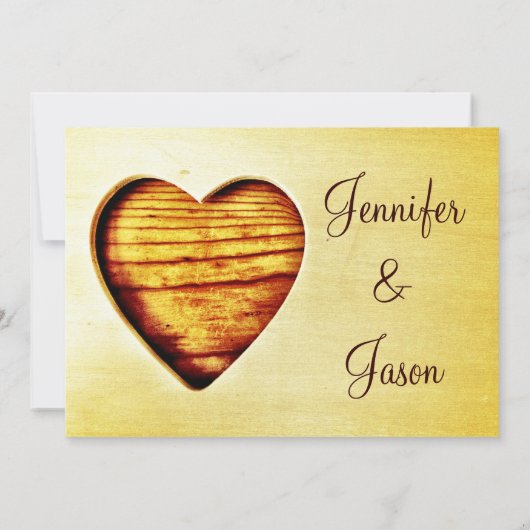 カントリーバ素朴ーンウッドハート結婚式招待状 招待状 (裏面)