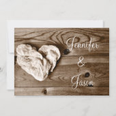 カントリーバ素朴ーンウッドハート結婚式招待状 招待状 (裏面)