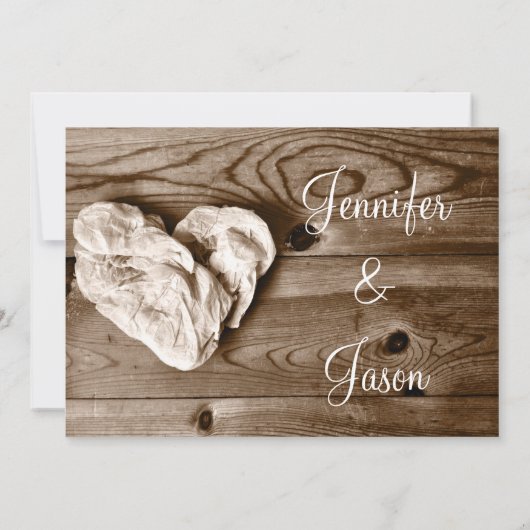 カントリーバ素朴ーンウッドハート結婚式招待状 招待状 (裏面)