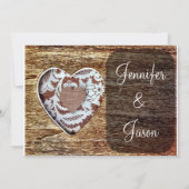 カントリーバ素朴ーンウッドレースハートウェディング招待 招待状 (裏面)